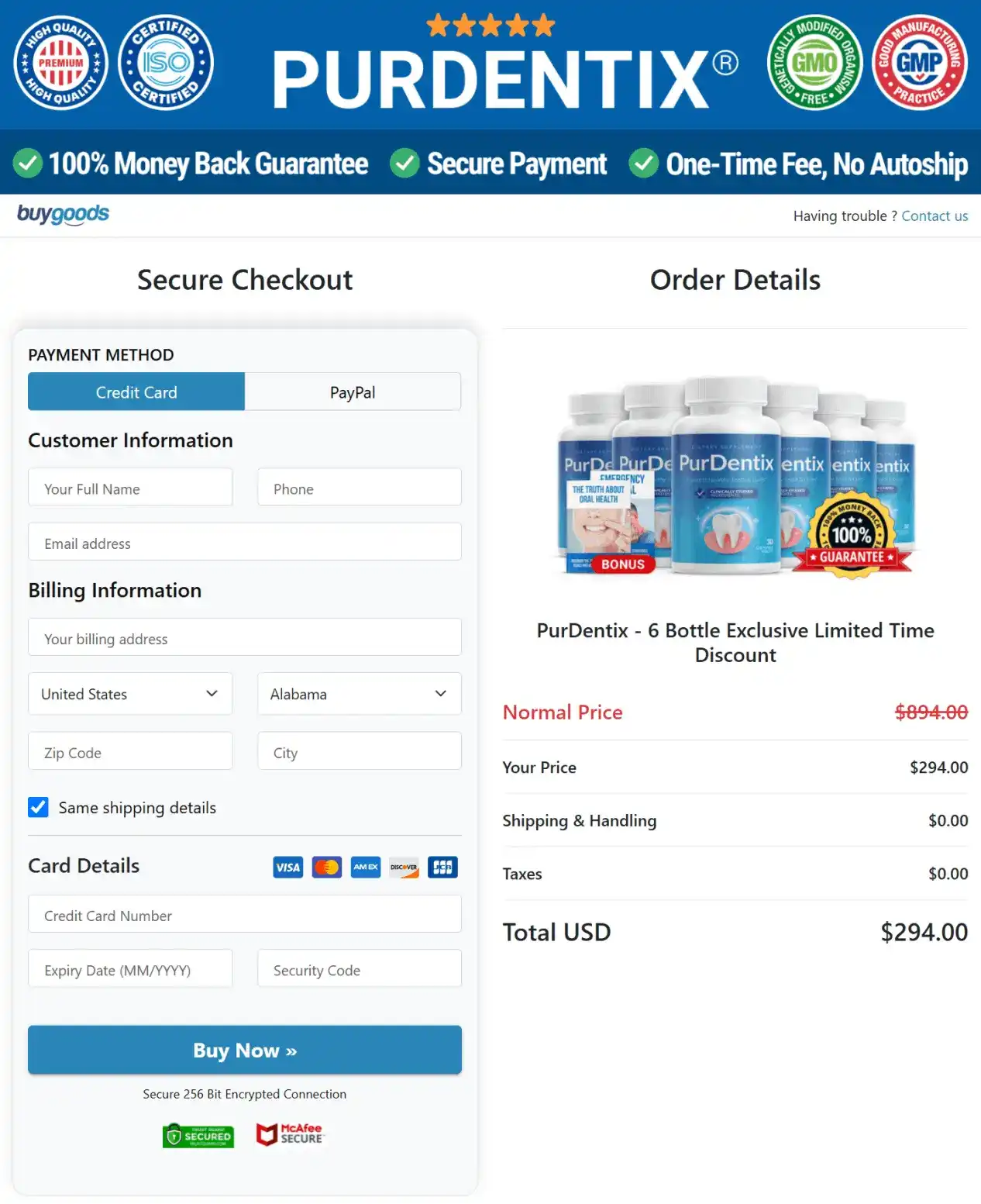 PurDentix Order Page
